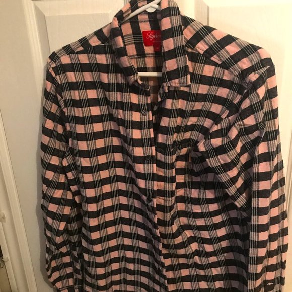 Supreme Pink & Black Flannel Shirt - Picture 1 of 3
